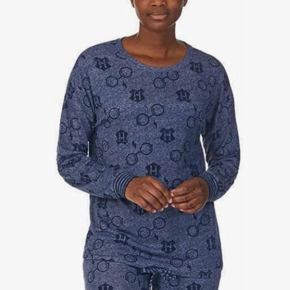 Wizarding World Womens Cozy Pajama Top Harry Potter Navy Blue Size XXL